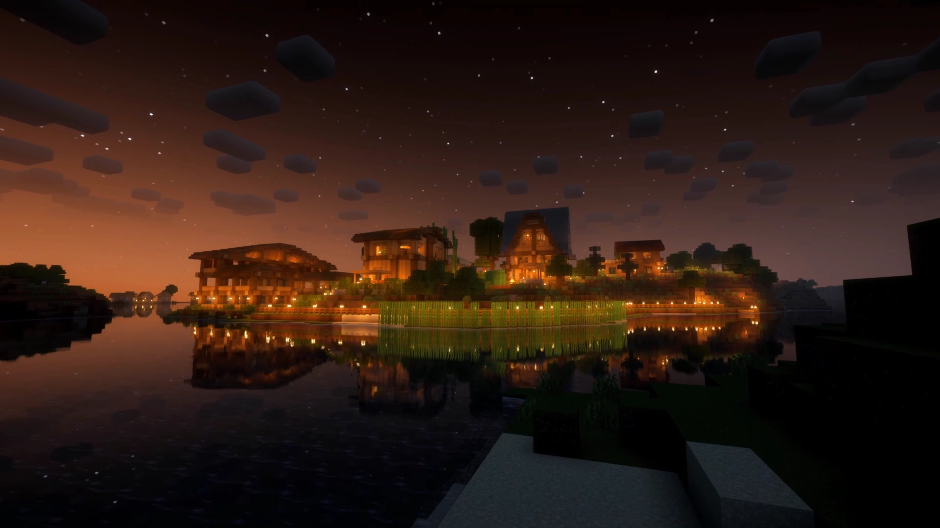 Un Village Pinegrove de nuit.